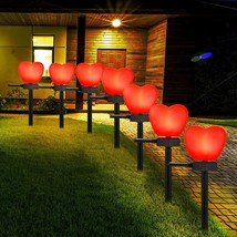 6 Pack Solar Pathway Lights Valentine&#39;s Day Solar Stake Lights Heart Waterproof  - £42.42 GBP