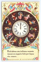 Postcard Happy Wish For New Year, Italian Raphael&#39;s Hours Of The Day Italy Clock - £10.00 GBP