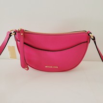 Michael Kors Dover Small Half Moon Crossbody Handbag Electric Pink Leath - £65.53 GBP