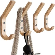 4 Pack Wall Mounted Wooden Hooks, Coat Hooks, Vintage Single Wooden Wall Mounted - £11.58 GBP
