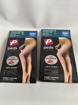 Peds Women Smooth Shaping Control Top Pantyhose Ultra Sheer Leg Size Que... - $14.94