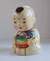 Vintage Huishan Chinese Wuxi Clay Bobblehead Figurine Boy Holding Puppy - $24.74