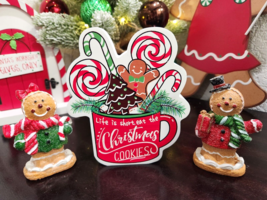 3pc Christmas Hot Cocoa Gingerbread Couple Candy Cane Tier Tray Figure Figurine - £26.10 GBP