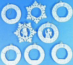 Christmas Holiday Frosted Wreath Ornaments 3.5&quot; Variety Set Of 8 - £8.86 GBP