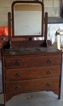 Antique Solid Wood Dresser With Detachable Swivel Mirror – Original Hardware - £356.10 GBP