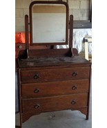 Antique Solid Wood Dresser with Detachable Swivel Mirror – ORIGINAL HARD... - £350.31 GBP