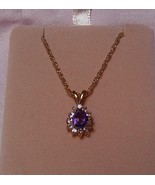 New Genuine Amethyst 1.6ct Pendant Necklace Teardrop Pear Cut 14K Gold P... - $62.36