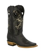 Womens Classic Cowboy Boots Black Leather Square Toe Dama Botas Vaquera - €86,85 EUR
