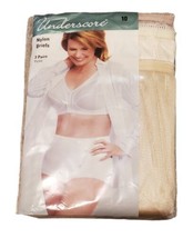 Womens NOS Underscore Nylon Briefs 3 Pairs Sealed Beige Shades Nude Size 10 New - £15.63 GBP