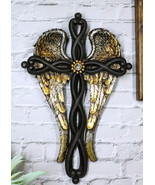 Inspirational Golden Angel Wings with Black Twisted Knotwork Wall Cross ... - $38.36 CAD