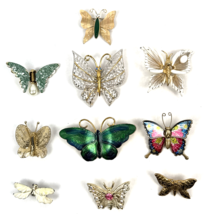 Vintage Brooch Lot Butterfly Crystal Enamel Filigree Pearl Gold Krementz - €63,51 EUR
