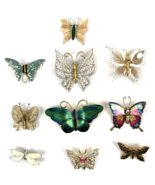 Vintage Brooch Lot Butterfly Crystal Enamel Filigree Pearl Gold Krementz - €63,43 EUR