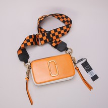 Personalized Design Camera Bag Color-Blocking Wide Shoulder Strap Cowhide Women&#39; - £295.33 GBP