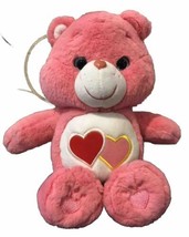 14&quot; Care Bears Pink Love A Lot Bear Plush 2017 Just Play Hearts Stuffed Toy - £9.16 GBP