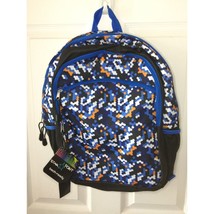 Star Point Tech Blue Orange Geometric Canvas Student Backpack School Travel Bag - £28.94 GBP