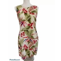 La Cabana Vintage Hawaiian Aloha Floral Sleeveless Midi V-Neck Zip Dress... - $24.74