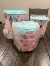 Tupperware Blushing Meadow One Touch Canister Set Of 4 NEW Pink Storage - $39.59