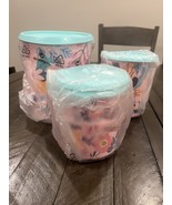 Tupperware Blushing Meadow One Touch Canister Set Of 4 NEW Pink Storage - $736.51 MXN