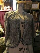 ANTHROPOLOGIE WILLOW &amp; CLAY Smooth Steel Gray Furry Cardigan Size S - $16.83