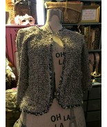 ANTHROPOLOGIE WILLOW &amp; CLAY Smooth Steel Gray Furry Cardigan Size S - £13.45 GBP