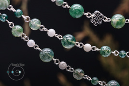 long boho necklace with moss and tree agate, fancy jasper, handmade in USA, ooak - £33.67 GBP