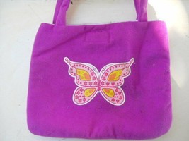 Vintage Butterfly Small Lavender Handbag Fabric Mega toys Hoop and Loop ... - $15.83