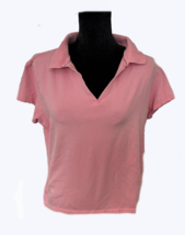 Ladies Polo Shirt, Pale Pink, XL, Knit Cotton/Spandex, V Neck, Collar - £8.26 GBP