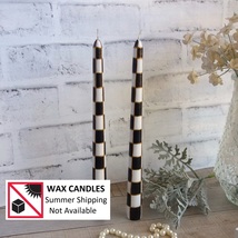 Courtly Tapered Checked Candle Black and White Checks Candle Tall Checked Candle - £21.92 GBP