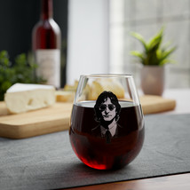 Custom Stemless Wine Glass 11.75oz, Black and White John Lennon Portrait - $23.69