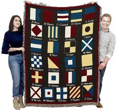 70x53 NAUTICAL FLAGS Sailing Afghan Throw Blanket  - $63.36