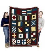 70x53 NAUTICAL FLAGS Sailing Afghan Throw Blanket  - £49.61 GBP