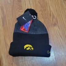 Nike Iowa Hawkeyes Pom Beanie Hat Skully Skull Cap Black Grey Yellow Foo... - $24.74