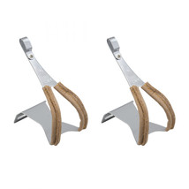 MKS Toe Clips with Leather Medium Chrome/Leather - £42.95 GBP