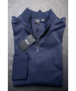 HUGO BOSS Hommes B-Sidney 1/4 Fermeture Éclair Bleu Foncé Coton Sweat Gr... - $68.60