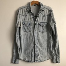 Salt Valley Western Jean Shirt S Blue Wash Denim Button-Up Rodeo Cowboy ... - £16.62 GBP
