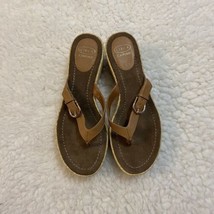 New Circa Joan &amp; David Leather thong sandal size 7M Wedge brown tan - £23.19 GBP
