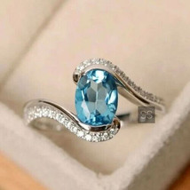 Blue Topaz Ring, Unique Engagement Ring, Gift For Love, Ring for Women - £51.95 GBP