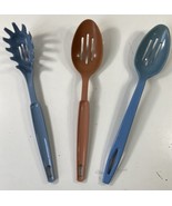 3 Vintage Ekco Plastic Kitchen Utensils Slotted Spaghetti Spoon Nylon US... - $18.80