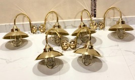 Nautical Interior Decoration Vintage Style Brass Bulkhead Wall Light with Shade - £580.00 GBP