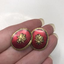 Vintage MMA Clip Earrings Scarab Fly Insect Red RARE - $51.43