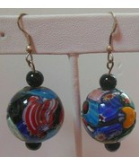 Vintage Multi-color Art Glass Dangle Hook Earrings Heavy - $30.91 CAD