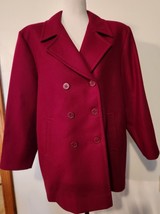 VTG Pendleton Womens Wool Red Trench Pea Swing Coat Jacket Anchor Buttons Sz 16 - £47.32 GBP
