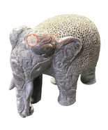 8&quot; Marble Elephant Stone Statue Hand Carved Filigree Design Showpiece De... - £472.86 GBP