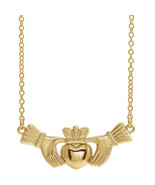 14K Yellow, 14K White or 14K Rose Gold Claddagh Necklace - £376.60 GBP