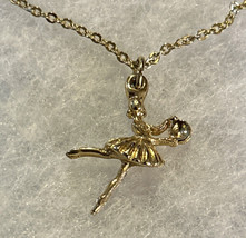 Vintage Gold Tone Necklace with Ballerina Pendant  - Approx 14&quot; In Gift Box - £6.80 GBP