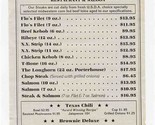 Longhorn Steaks Restaurant &amp; Saloon Menu Kingston Pike Knoxville Tenness... - £13.91 GBP