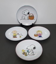 NEW RARE Williams Sonoma Set of 4 PEANUTS Easter Salad Plates 8&quot; Stoneware - £63.94 GBP