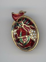 Russian Faberge Egg Pendant Red &amp; Green Enamel Finish, Leaf Like &amp; - £22.28 GBP