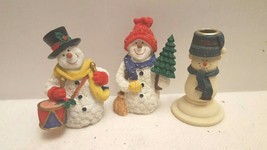 Partylite ceramic Tealight Snowman Christmas Holiday Candle Holder Winte... - $19.99
