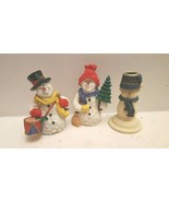 Partylite ceramic Tealight Snowman Christmas Holiday Candle Holder Winte... - £15.72 GBP